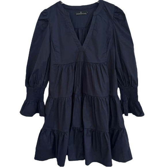 Tuckernuck Pomander Place Navy Cotton Poplin Kenzo Mini Dress Small NWOT - Picture 6 of 12